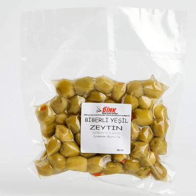 Biberli Yeşil Zeytin (500 Gr.)